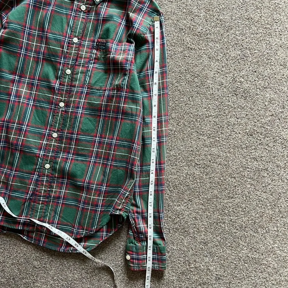 Ralph Lauren Green Plaid Button Down Long Sleeve Shirt Custom Fit Boys L (14-16)